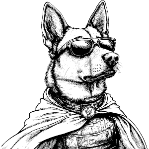 German Shepherd Superhero Wearing Sunglasses