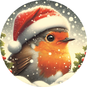 Robin Wearing Santa Hat