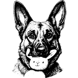 German Shepherd with Bunny Toy Portrait