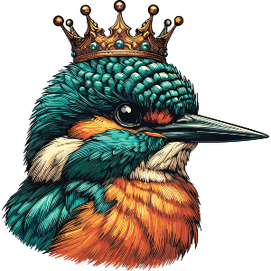 Kingfisher Wearing Royal Crown