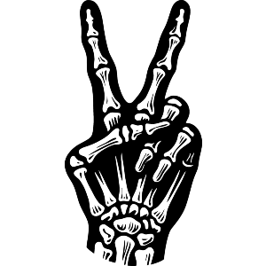 Skeleton Hand Victory Sign