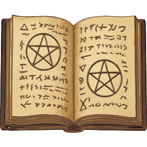 Open Ancient Spell Book With Mystic Symbols