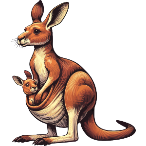 Kangaroo With Joey