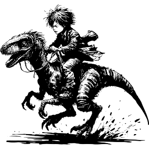 Boy Riding Velociraptor
