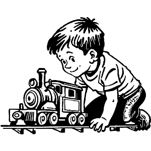 Child Playing With a Toy Train