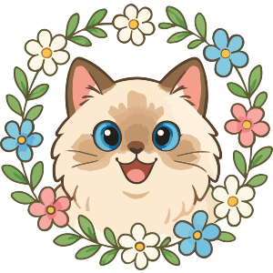 Ragdoll Cat Floral Frame