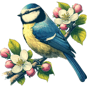 Blue Tit On Apple Blossom