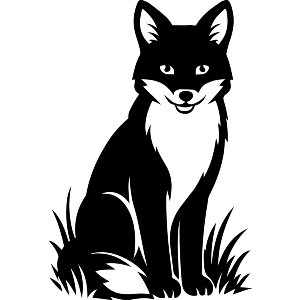 Fox Sitting In A Meadow Of Grass