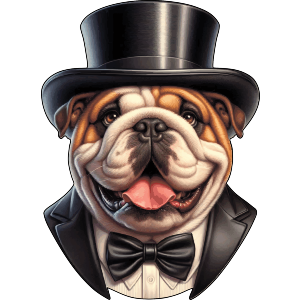 Bulldog Wearing Evening Dress