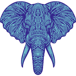 Blue Tribal Elephant