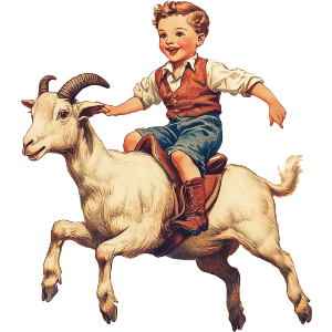 Boy Riding Goat