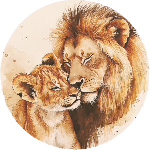 Father Lion with Cub
