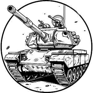 Army Tank in Circle Frame