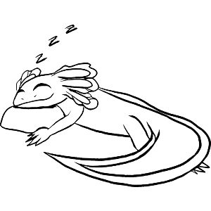 Sleeping Axolotl Line Art