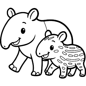Tapir Mother & Baby