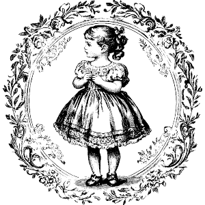 Vintage Girl Standing in Circle Frame
