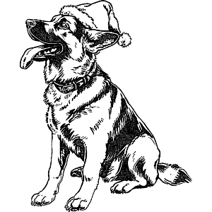 German Shepherd with Santa Hat