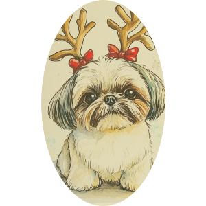 Shih Tzu Dog Wearing Reindeer Antlers