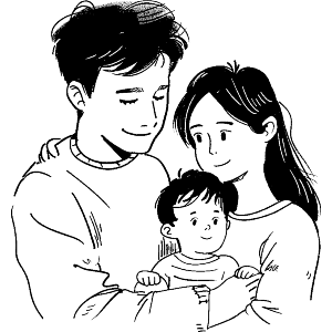 Parents with Baby Hugging