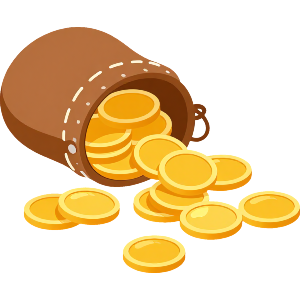 Gold Coins Spilling from Pouch
