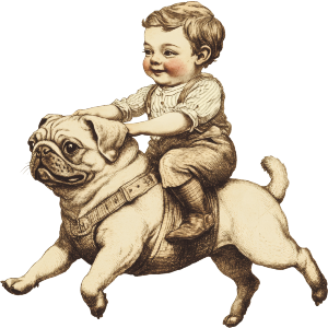 Boy Riding Pug
