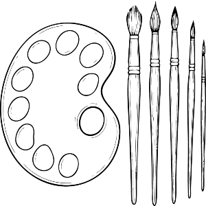 Artist Pallette and Brushes