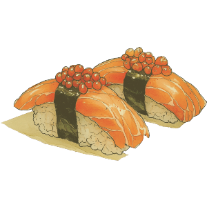 Salmon Nigiri Topped with Ikura