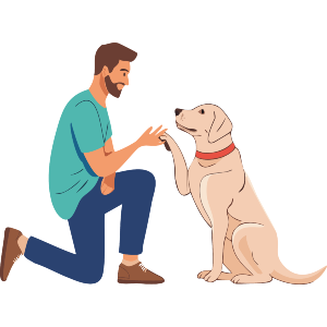 Dog Gives Paw To Man