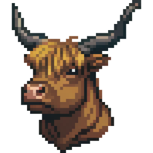 Pixel Art Highland Cow