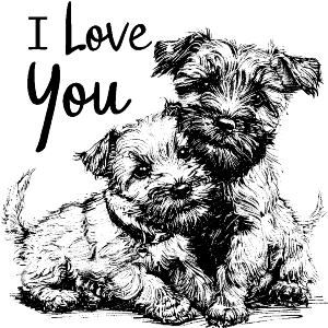 I Love You with Two Scottish Terrier Puppies