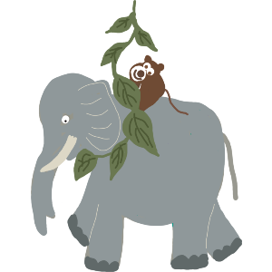 Elephant and monkey 