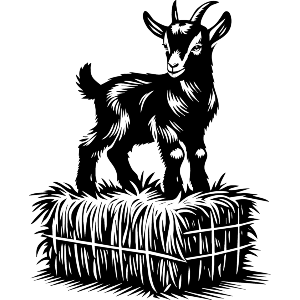 Goat On Straw Bale