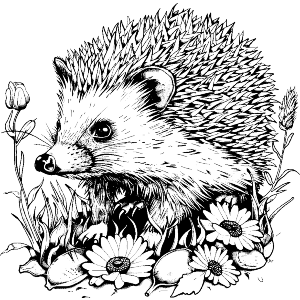 Hedgehog with Flowers