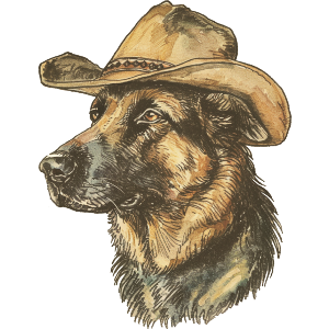 German Shepherd Wearing Cowboy Hat