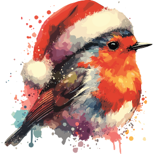 Robin Wearing a Santa Hat