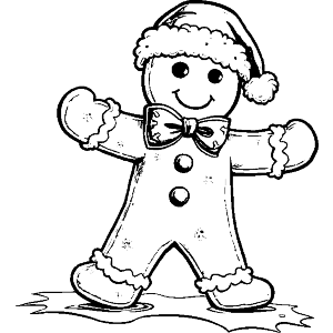 Cute  Gingerbread Man with Christmas Hat