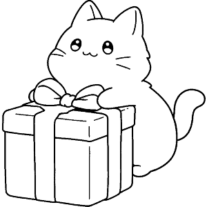 Cute Kitten with Gift