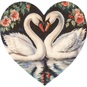 Swan Couple with Flowers
