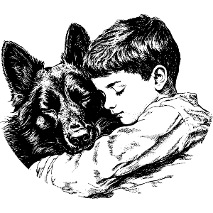 Sleeping Boy with German Shepherd