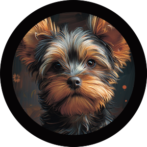 Yorkshire Terrier Puppy in Circle Frame