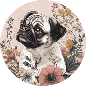 Pug with Flowers