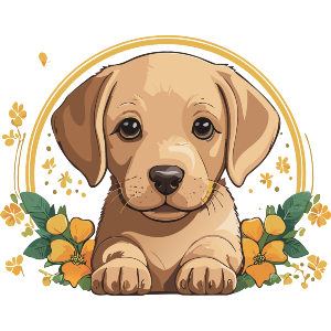 Labrador Retriever Puppy With Flowers