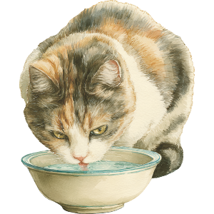 Cat Drinking Water