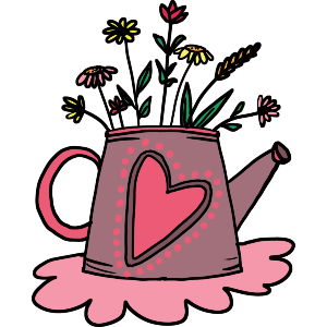 Watering Can With Colourful Flowers
