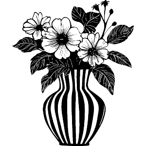 Striped Vase with Flowers 