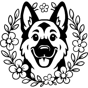 German Shepherd Floral Wreath