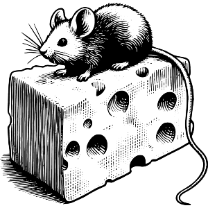 Cute Mouse On Cheese