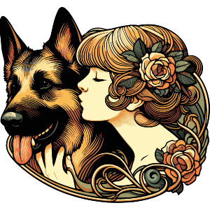 Girl With German Shepherd Dog