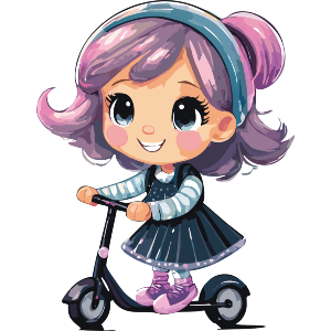 Little Girl Riding A Scooter