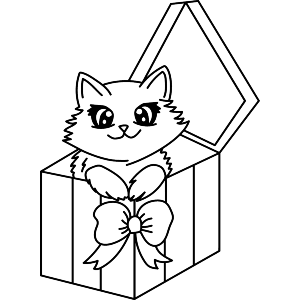 Christmas Cat in Gift Box